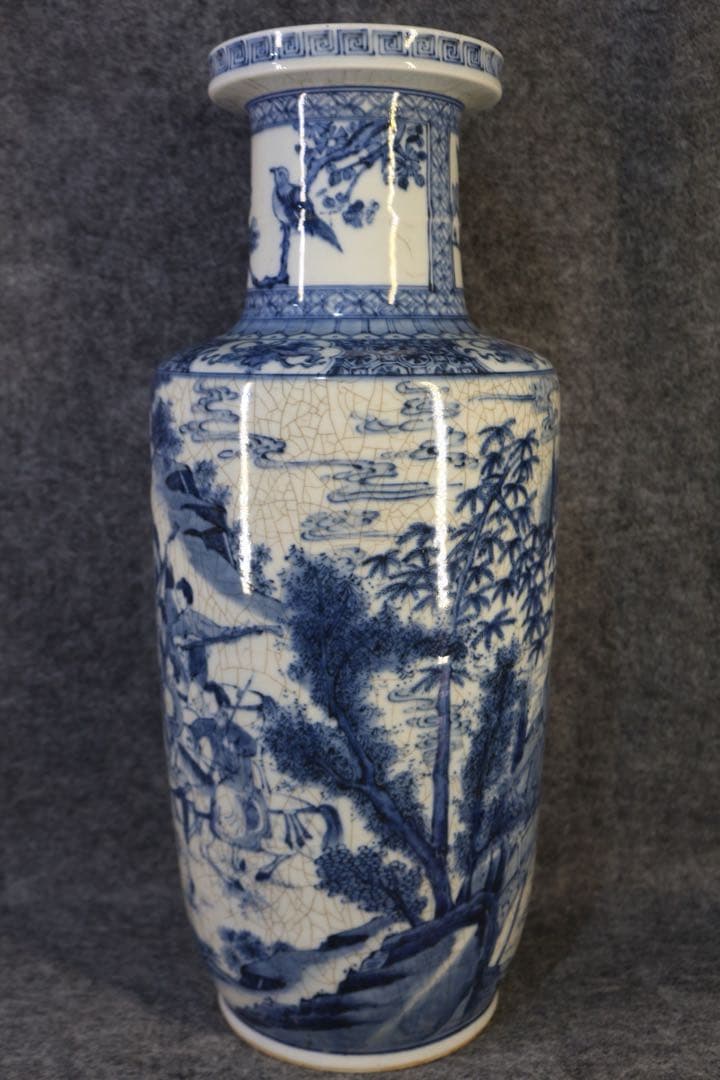 旧家蔵出　清国時代　大型 康熙青花瓷 逸品　陶器　置物