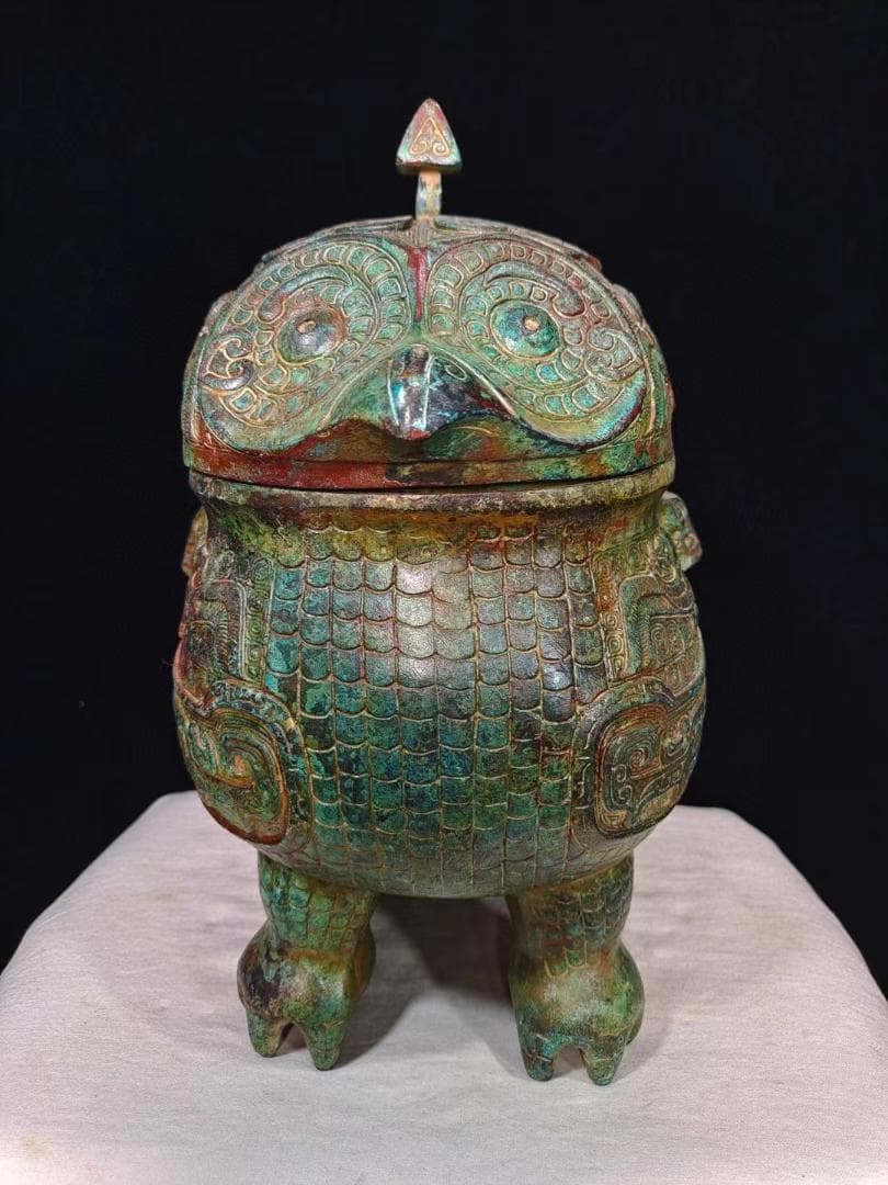 中国古美術品·旧蔵珍品·古青銅器·婦好鸮卤酒具·装酒器·文房置物·風水開運