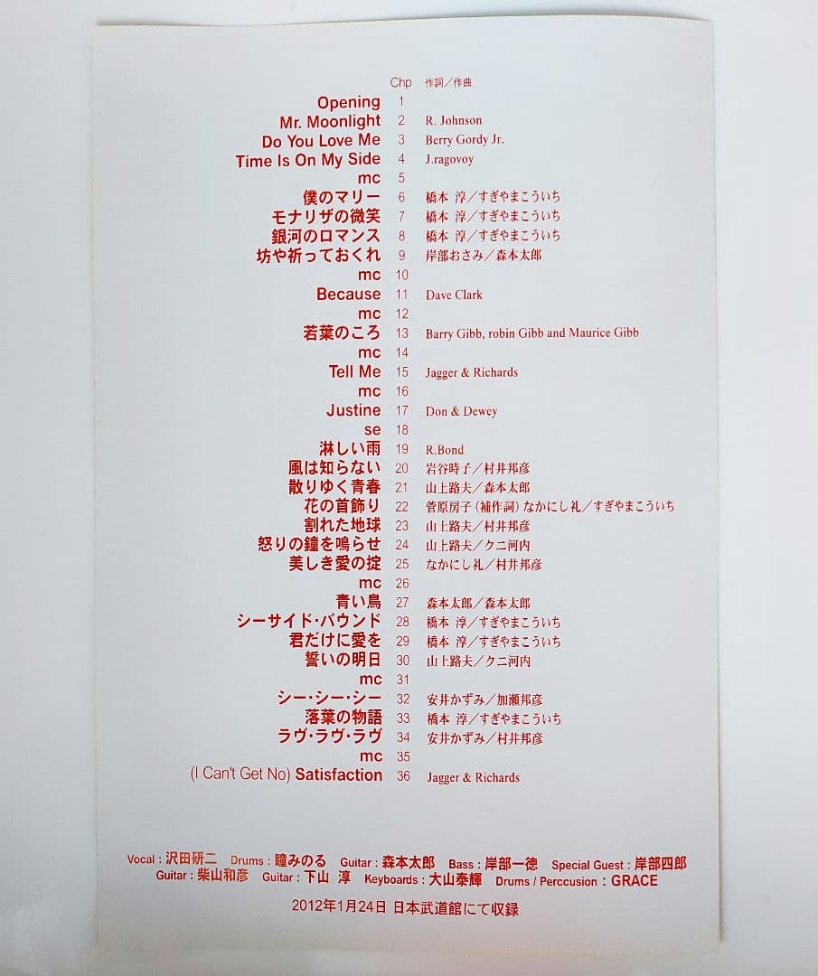 沢田研二　DVD 2011~2012 LIVE