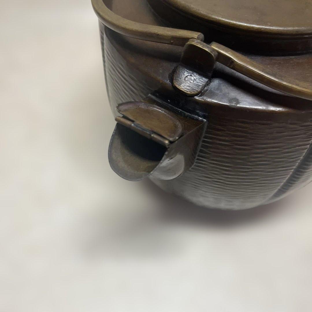 金誠堂製 銅製 打出鎚目 水次薬缶 割持手 水注 湯沸かし やかん 茶道具