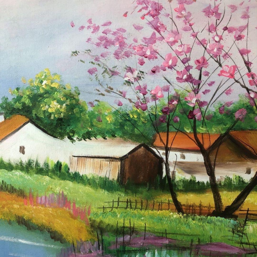 手描き 水彩油画 中国風景画 吴冠中 作品掲載図 約100×72cm