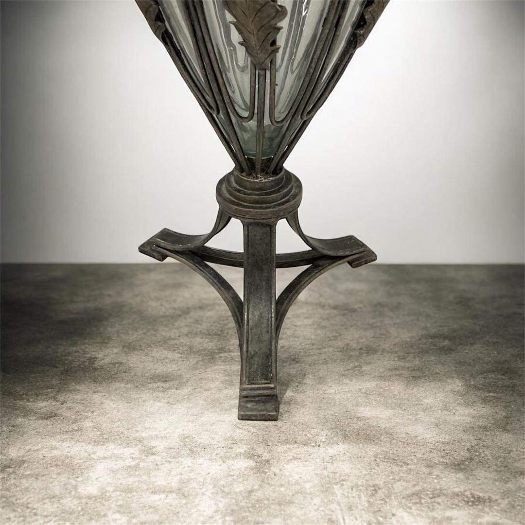 ART DECO Style ガラス 金属 花瓶　Vintage