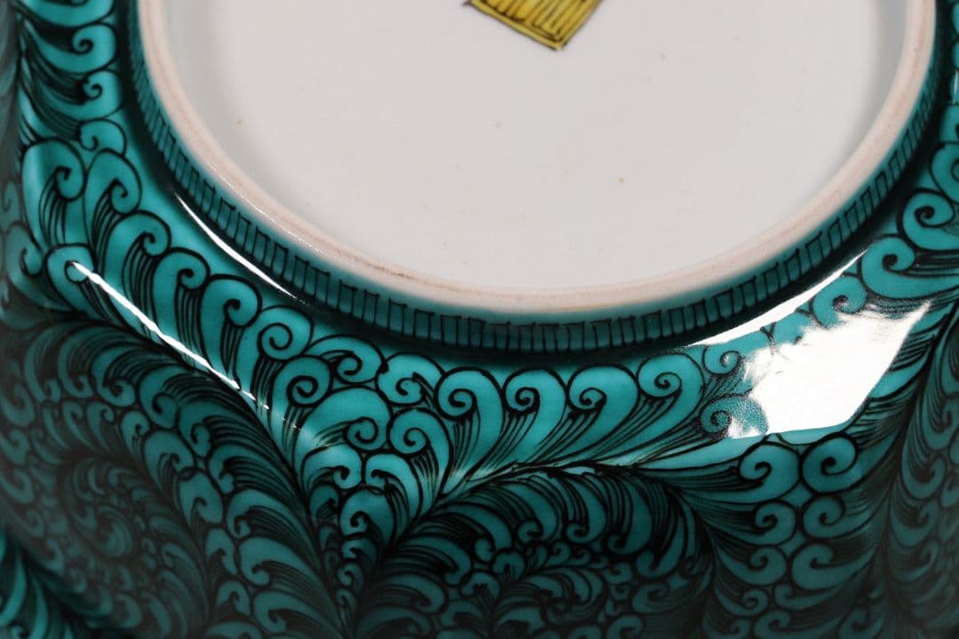 九谷焼 宮本忠夫「色絵九谷花鳥図・菓子鉢」共箱 八角鉢 陶芸 M977