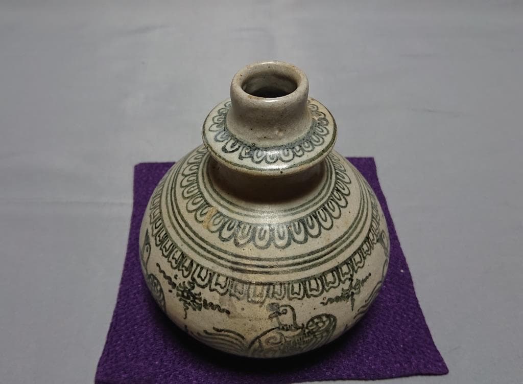 コレクター収集　タイ　スワンカローク　鉄絵 五鳥図　水注　15～16世紀