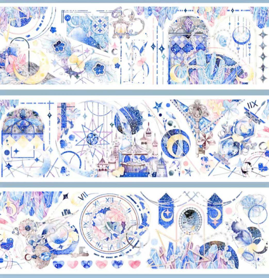 巻売 501★ 海外 マスキングテープ マステ PET 装飾 星 月 虹光