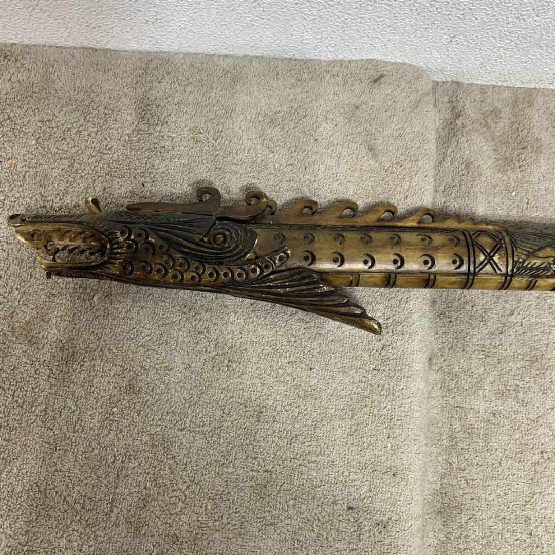 希少！　吹き矢　仕込み拭き筒　龍　魚　アジア美術　狩猟具　古道具　XZ4237