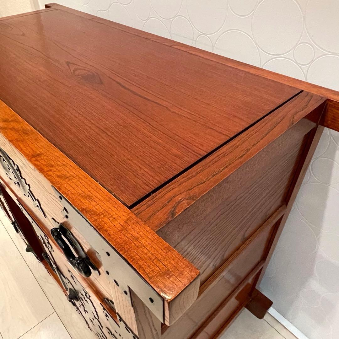 【美品】時代箪笥 車箪笥 和箪笥 龍金具 無垢材 民芸家具 レトロ アンティーク