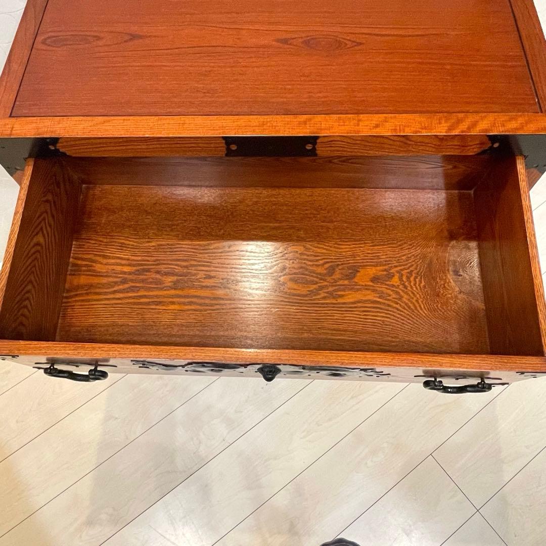 【美品】時代箪笥 車箪笥 和箪笥 龍金具 無垢材 民芸家具 レトロ アンティーク