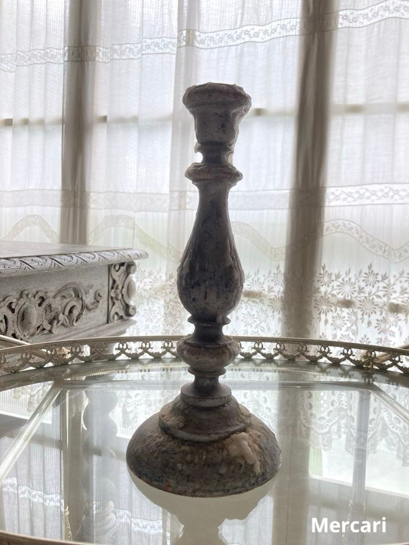 【希少】フランス　19世紀 アンティーク　キャンドルスタンド 木製 シャビー