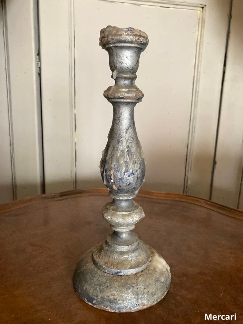 【希少】フランス　19世紀 アンティーク　キャンドルスタンド 木製 シャビー
