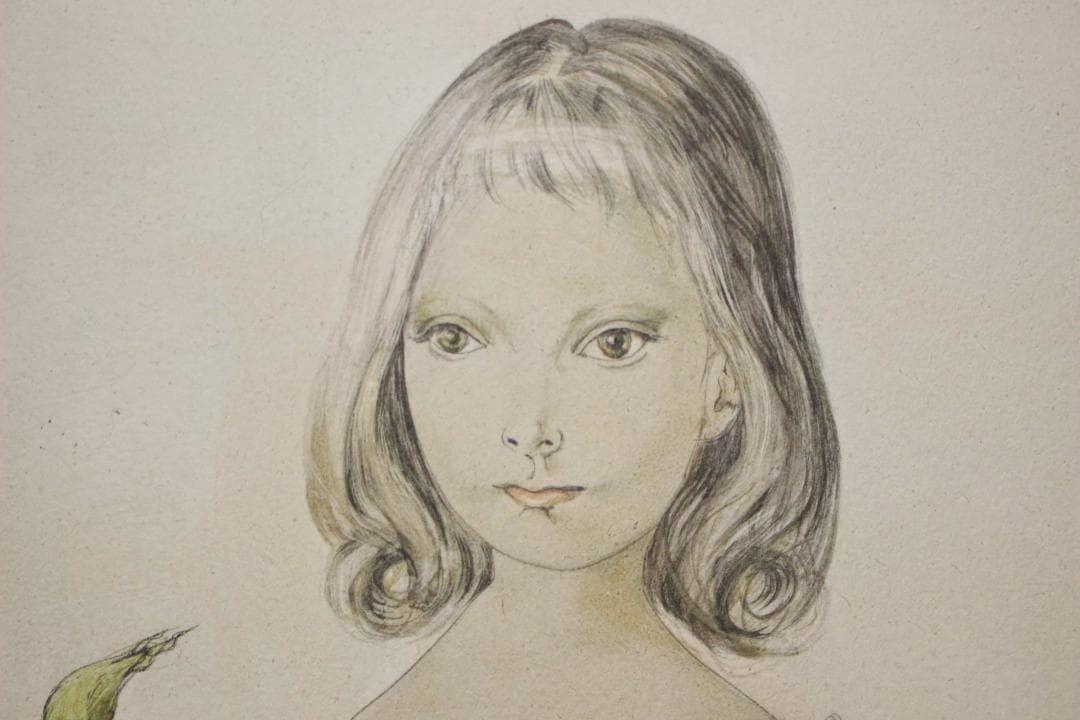 藤田嗣治 エスタンプリトグラフ バラと少女 150部限定