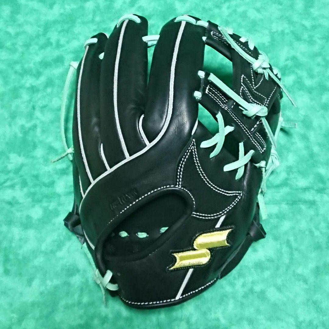 【未使用】SSK 軟式内野手用 トライチャージ ブラック×エメラルドグリーン