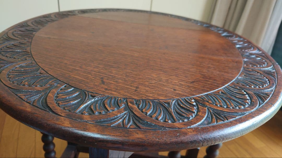 英国製アンティーク折りたたみテーブル オーク材 ゲートレッグ サイドテーブル