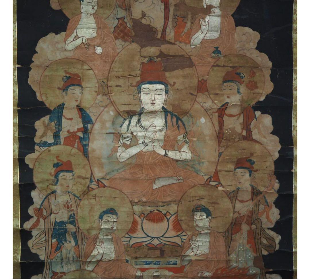 送料無料　古仏画　密蔵院住職『桜井弘夫』蔵　江戸時代　紙本肉筆　仏教美術