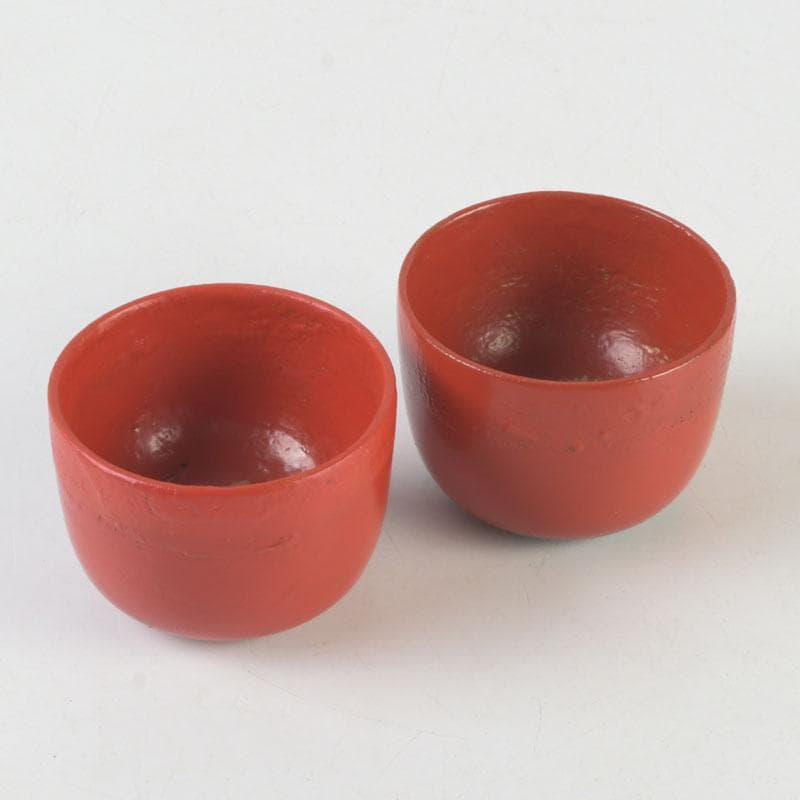 時代漆器　根來塗　梅蒔絵　盃　一對　N　9849