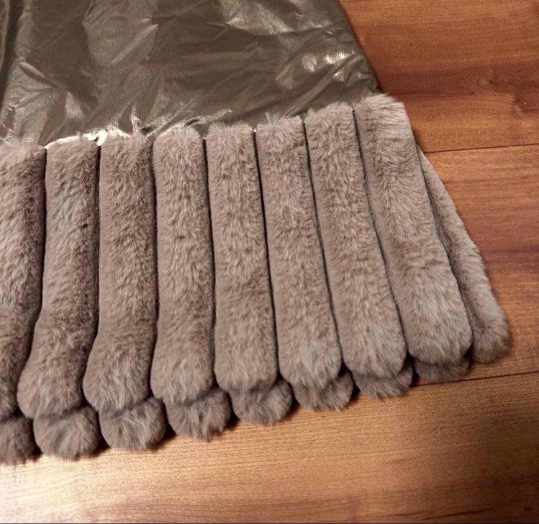 ファー付き　中綿スカート　保温　サイズ1 ベージュ　新品　秋冬　軽量