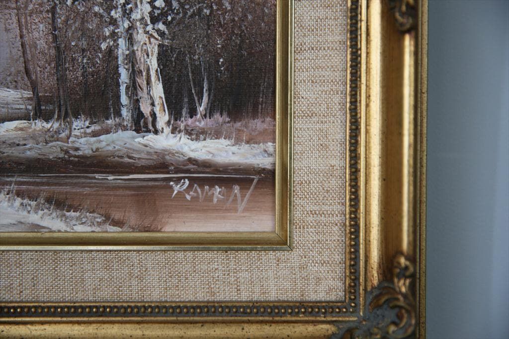 英国アンティークサイン入り肉筆絵画/風景画/油絵/西洋額絵/油彩(79-87-1