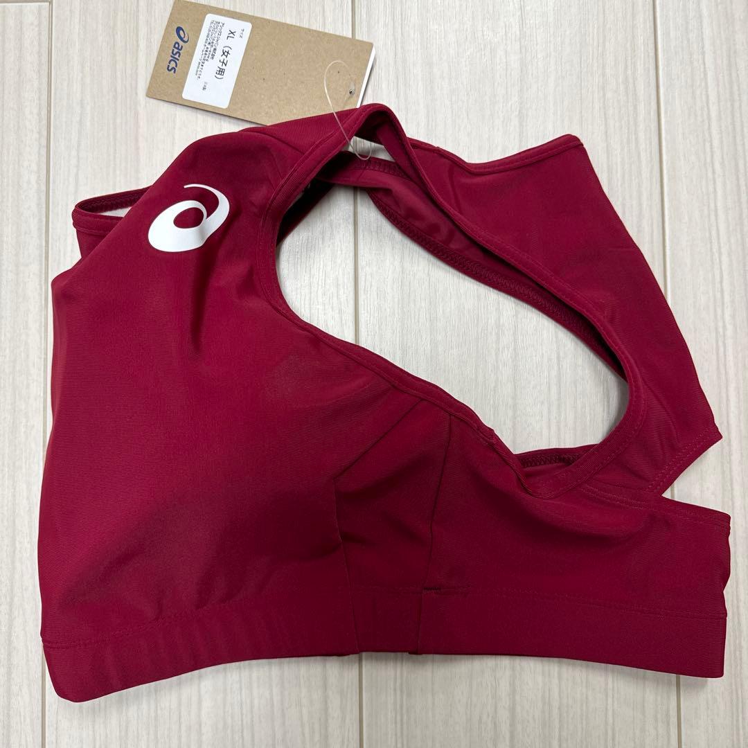 アシックス　女子陸上ユニフォーム上下　XLサイズ　エンジ×ダークグレー×ホワイト