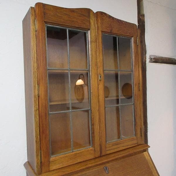 イギリス アンティーク 家具 ビューローブックケース デスク 本棚 6168e