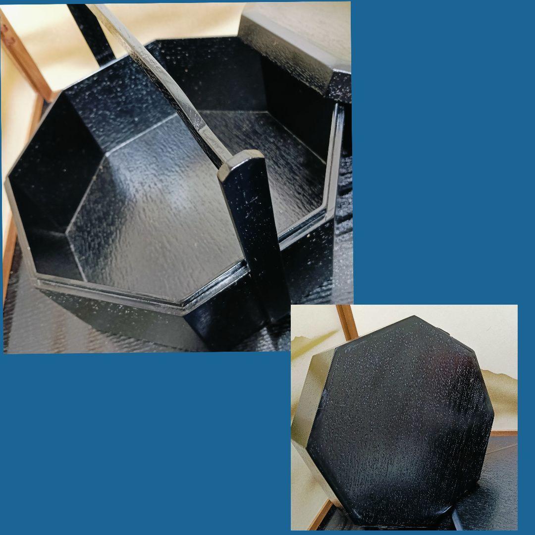 AL73 手付茶櫃と九谷焼茶器揃 茶托付 八角茶櫃 木製漆塗 美品