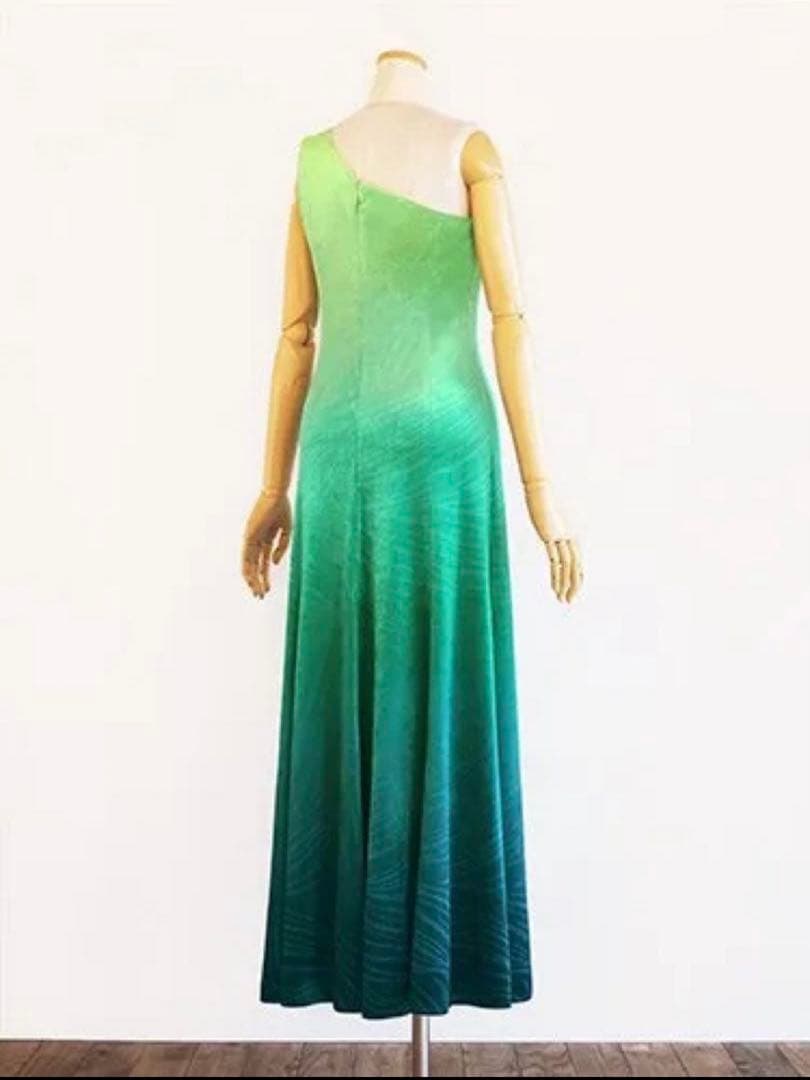 ブルーヘブン　フラダンス　グラデーション　グリーン　ブルー　ロングドレス　ベロア