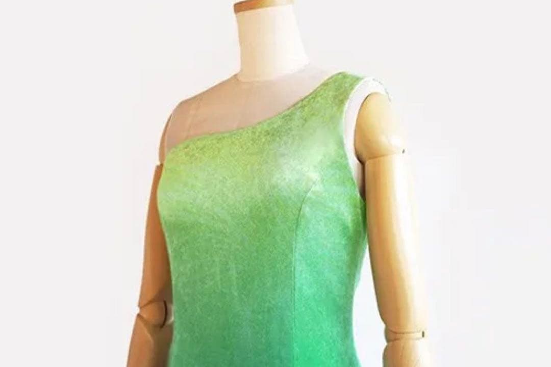 ブルーヘブン　フラダンス　グラデーション　グリーン　ブルー　ロングドレス　ベロア