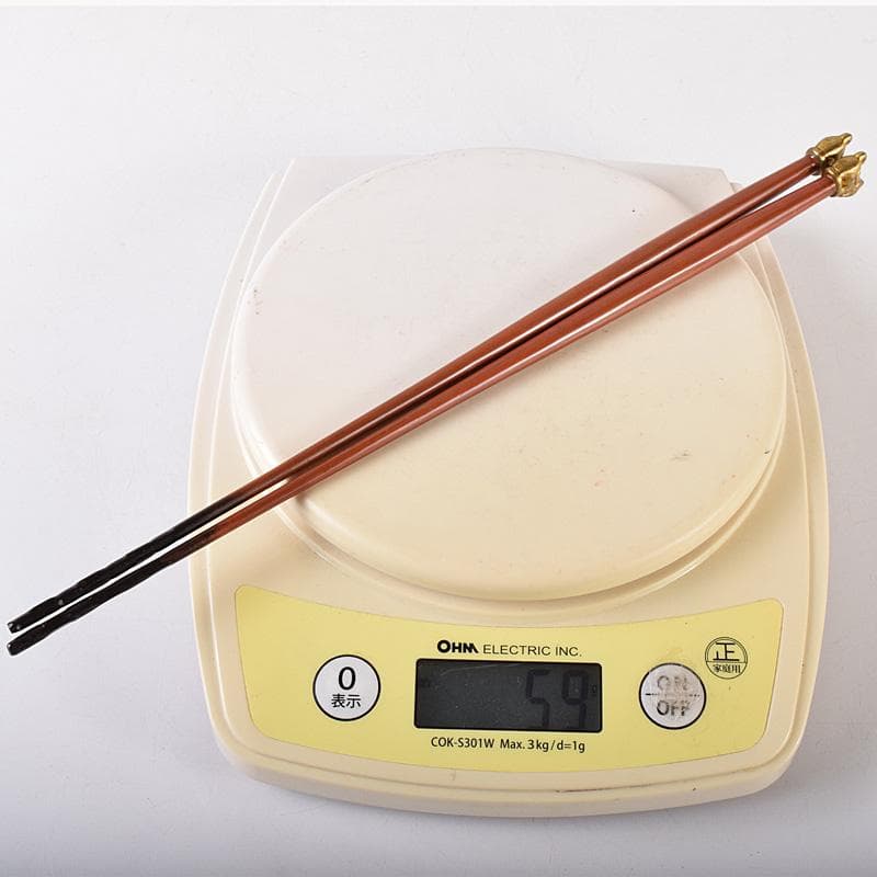 岩田屋特製　鉄山造　狛犬摘銅火箸　共箱　C　7467