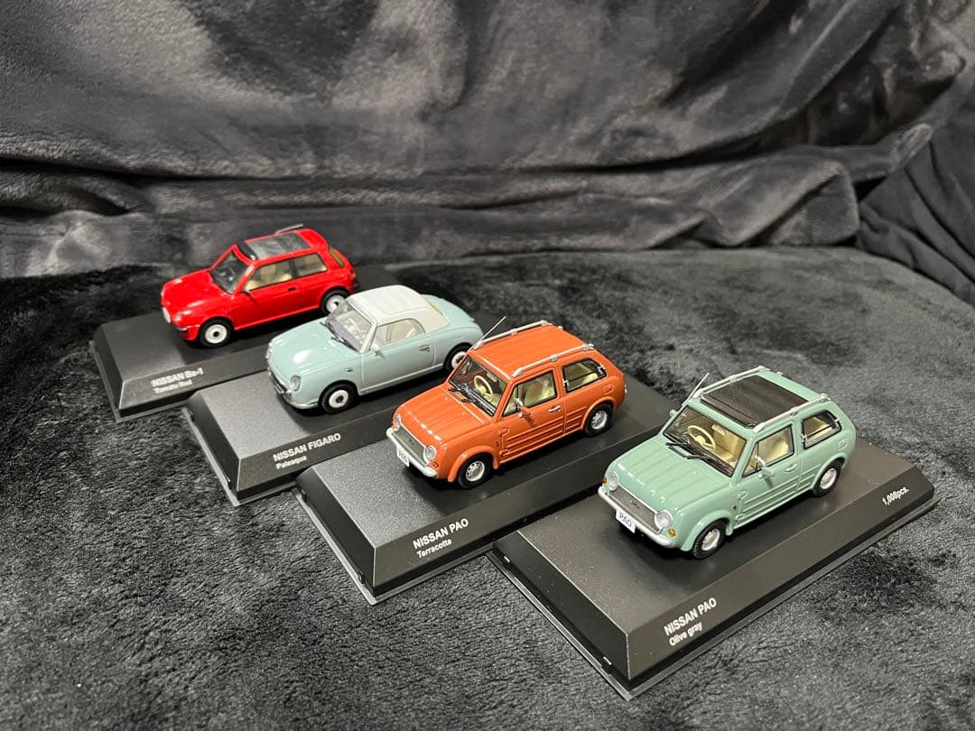 箱有　4台　京商　日産　PAO パオ　オリーブ　オレンジ　フィガロ　Be-1