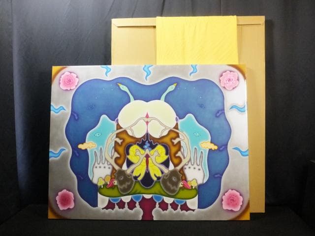 現代アート 山口聡一　直筆サイン『見たい夢は選べない』アクリル絵具 0718K