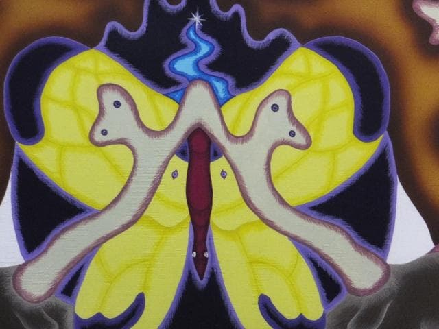 現代アート 山口聡一　直筆サイン『見たい夢は選べない』アクリル絵具 0718K