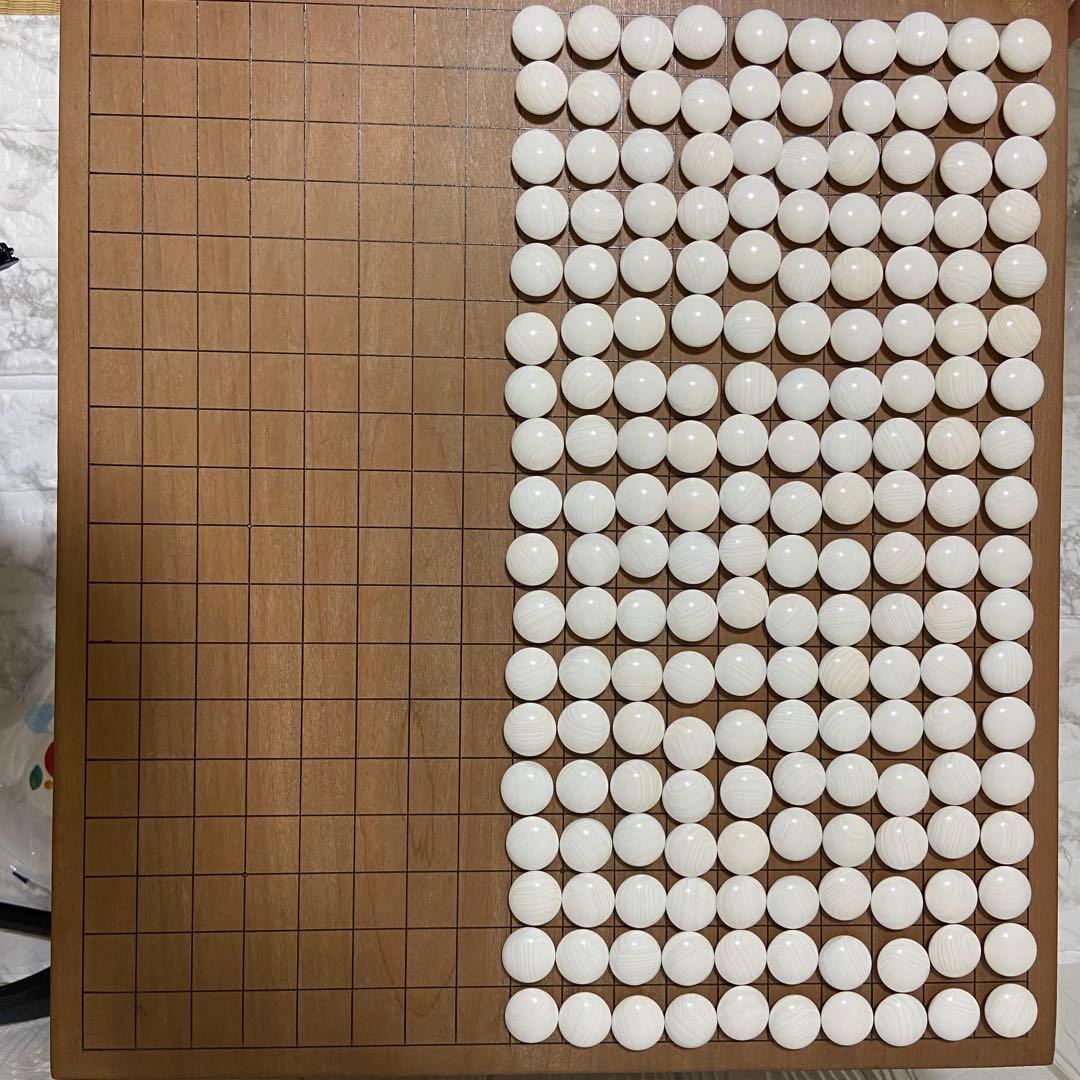 【希少美品】日向特製蛤碁石 雪印 本那智黒34号 足付碁盤 囲碁盤セット