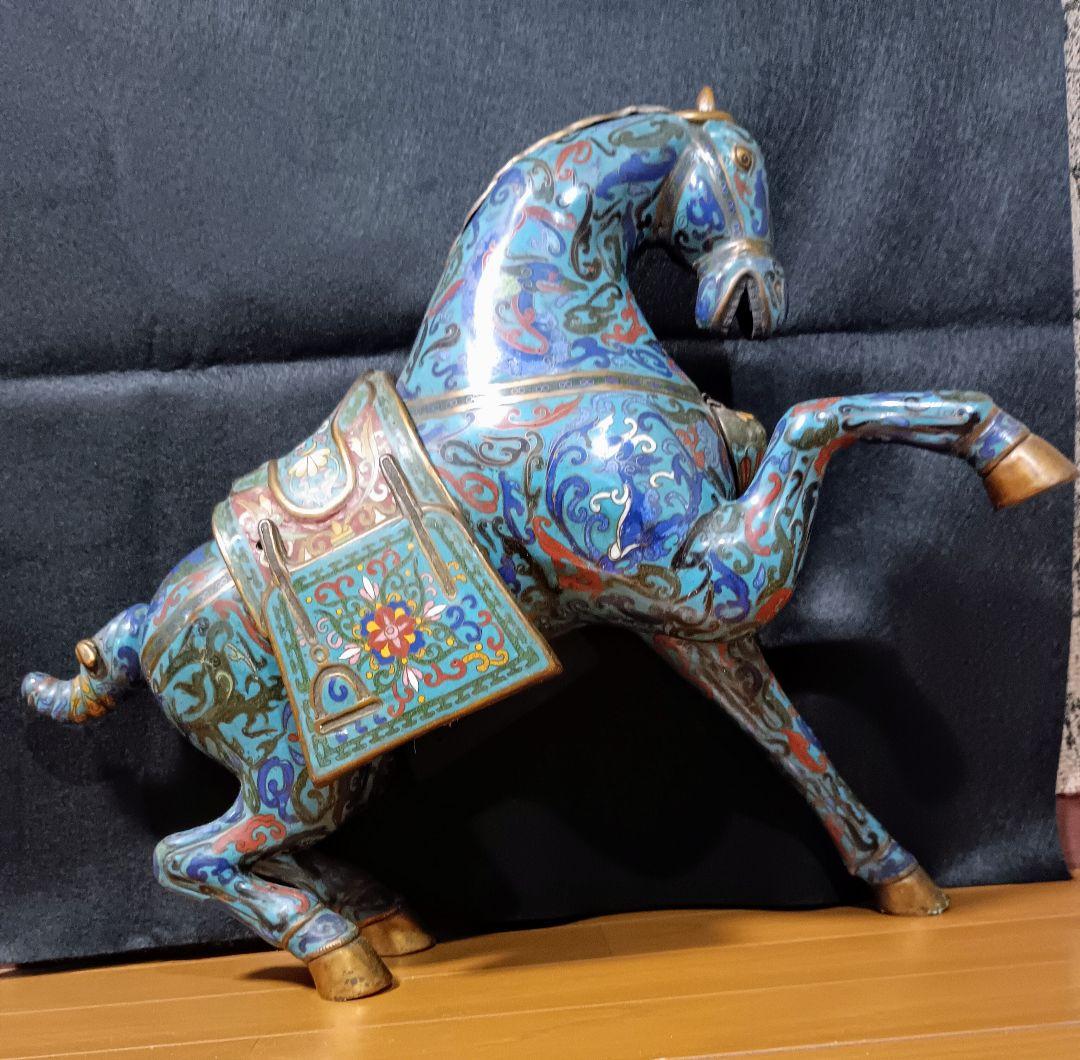 馬　一対　七宝焼き　倣古　置物　中国　大きい　工芸品　インテリア　アンティーク