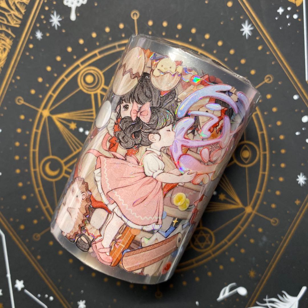 【X】海外　10m巻　貝殻光マスキングテープ　人物系/女の子/男の子