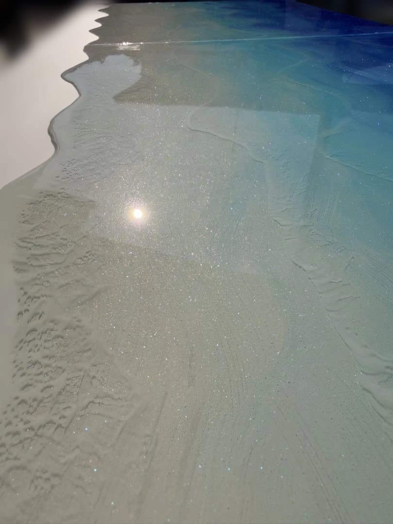 折りたたみ 120cm 多目的 アウトドアテーブル レジン　海　波