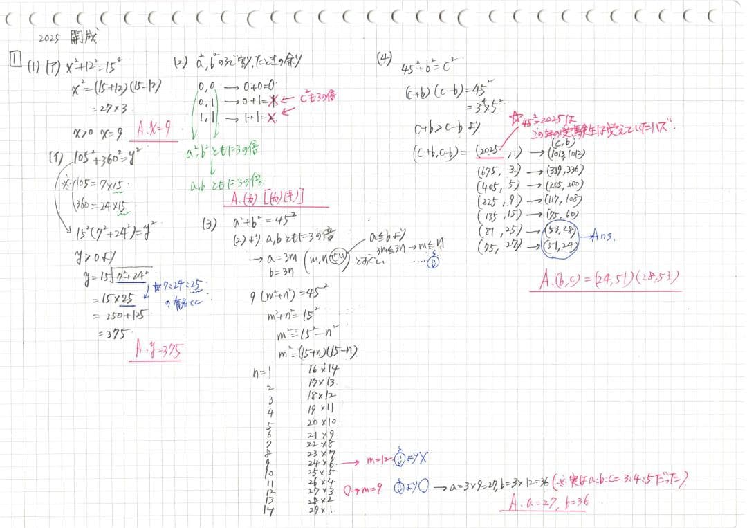 今だけ割引 塾講師オリジナル数学解説 開成 高校入試過去問解説 2008～25
