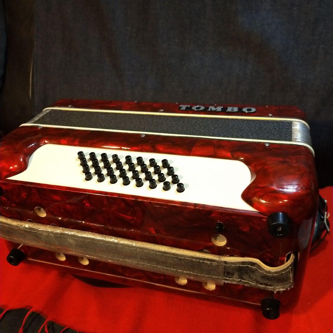 TOMBO アコーディオン レッド 純正ケース付き