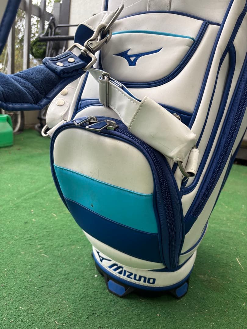 Mizuno ツアーモデルゴルフキャディバッグ ホワイト/ブルー