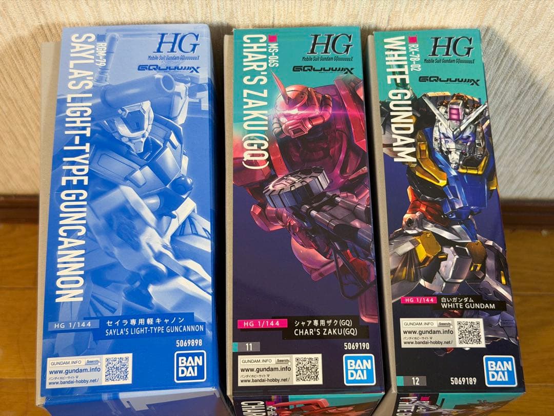 HG セイラ専用軽キャノン　HG 白いガンダム　HG シャア専用ザク(GQ)