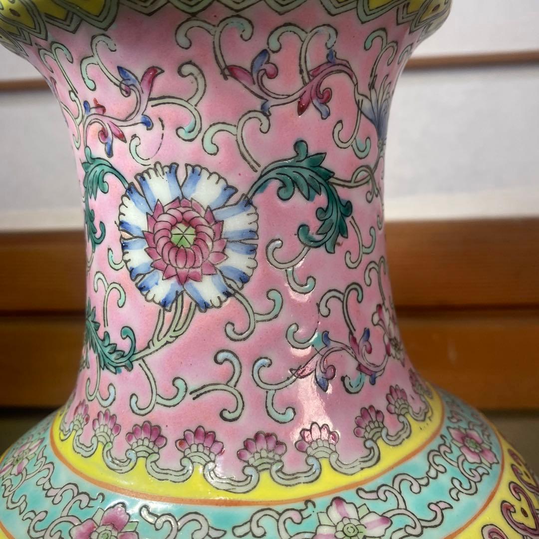 中国古玩色絵花瓶36cm20cm