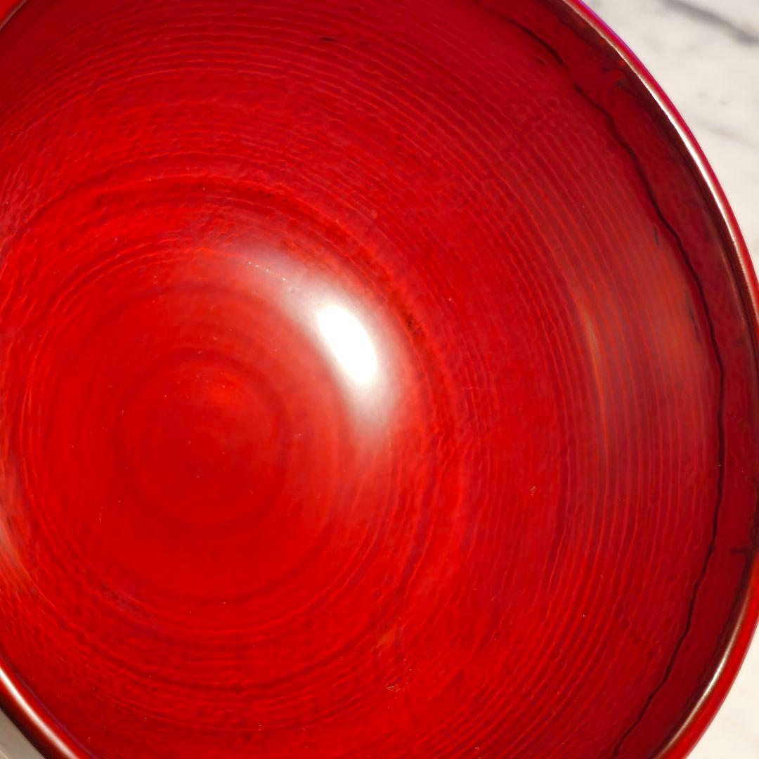 輪島塗 角偉三郎 最晩年作 朱 合鹿椀 六ツ星銘 真作保証