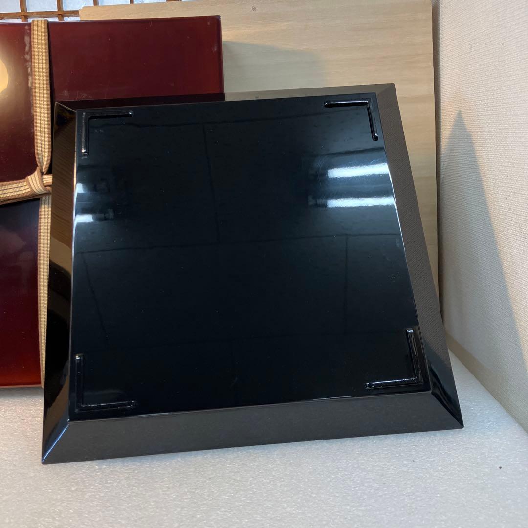 茶道具　盆　漆器　黒塗　盆　漆塗り共箱　N6KOB