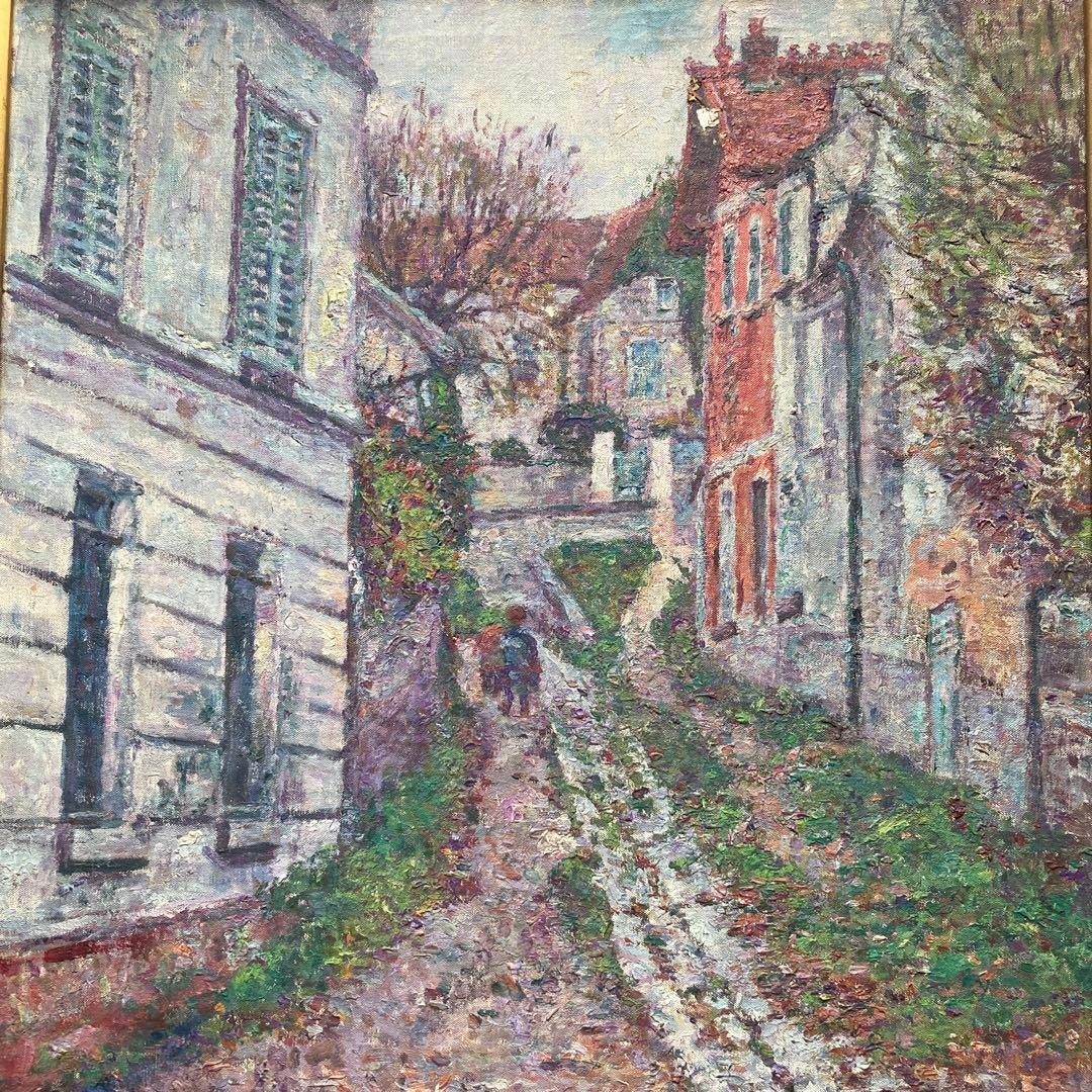 フランス裏町街の風景　作者不詳　額縁約80×67絵画65×53cm 15Fサイズ