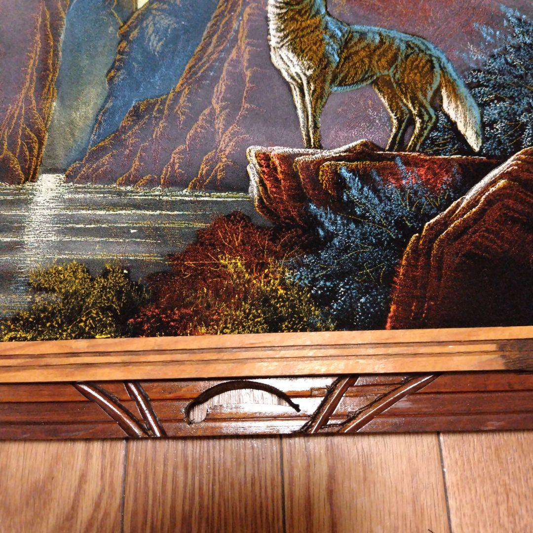 サンチェス ウルフ 狼 遠吠え 絵画 メキシコ 布地 お洒落 個性的 木製 額縁