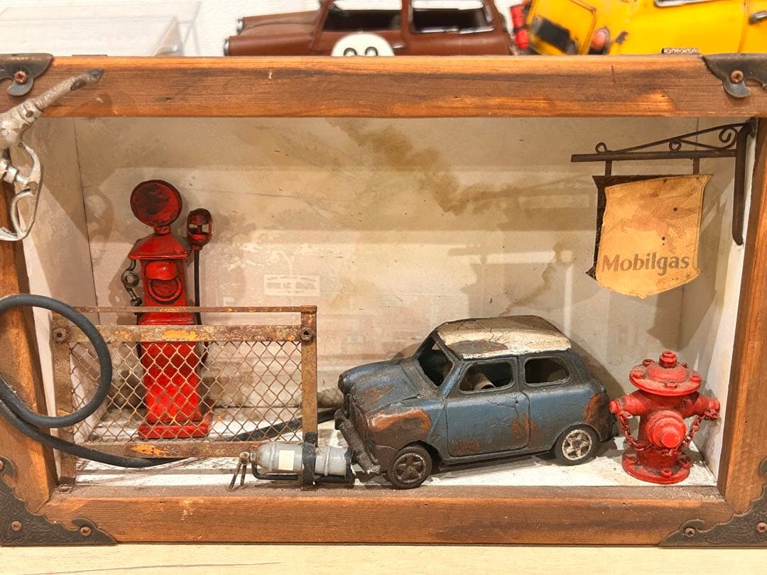 ミニクーパー　minicooper ビンテージ　インテリア　ガソリンスタンド