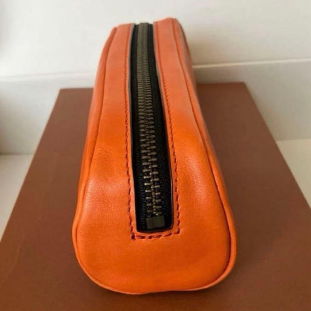 【新品未使用】COACH カーフレザー ペンシルケース　サンバ　オレンジ　箱付き