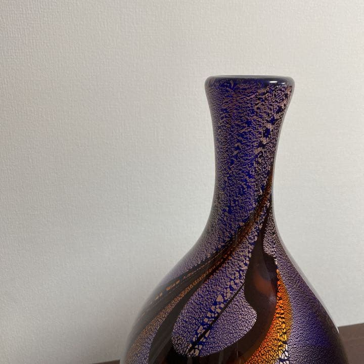 琉球ガラス　大城孝栄　花瓶　共箱