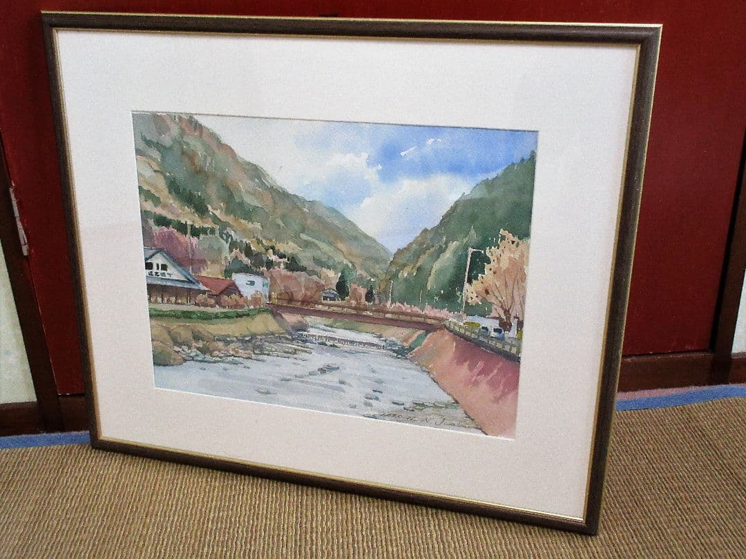 水彩画「清川村の紅葉」