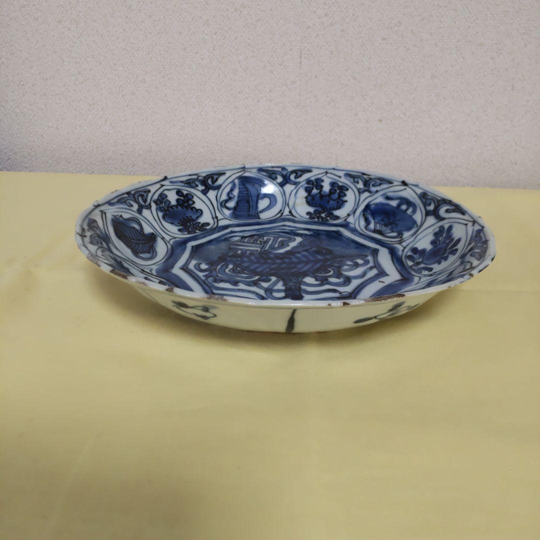 古染付け芙蓉手皿 中国 骨董