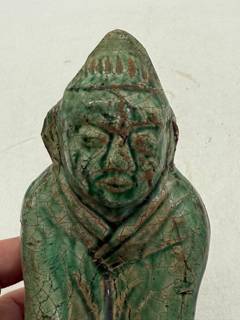 中国　緑釉胡人俑　漢緑釉　高さ約12.6cm 送料込み251022
