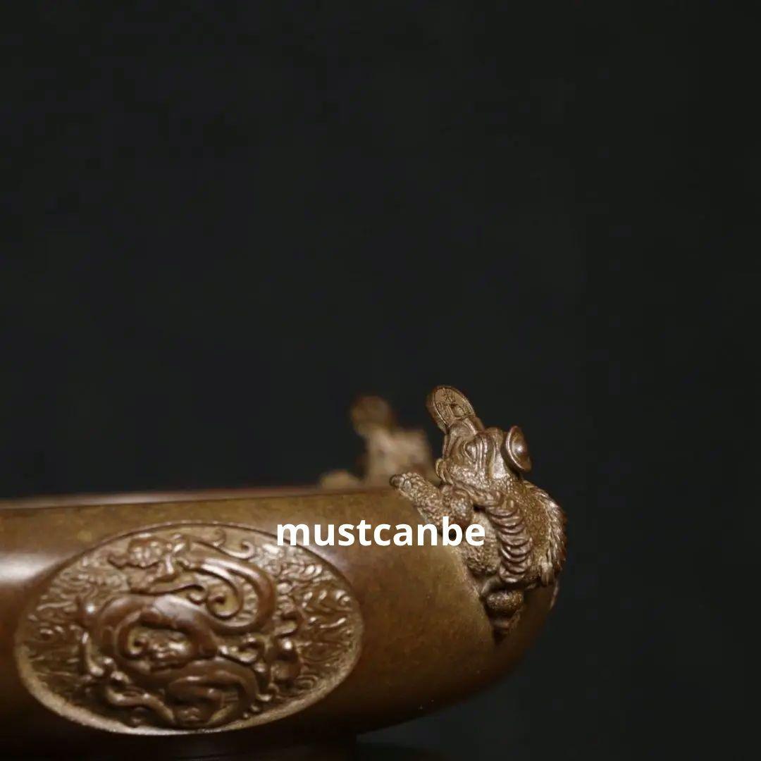 銅器 香炉 四神獣四方来財聚宝盆香炉 仏堂供養炉 装飾品 工芸品 置物